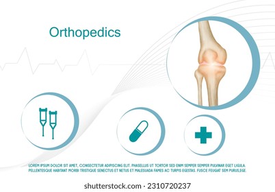 Technology for treatment of knee bone. Abstract traumatology and orthopedics. Medical science in the hospital for body joints.