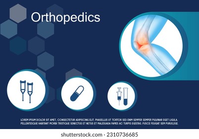 Technology for treatment of knee and joint bone injury. Abstract traumatology and orthopedics. Medical science in the hospital for body joints.