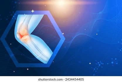 Technology for treatment of knee and joint bone injury. Abstract traumatology and orthopedics. Medical science in the hospital for body joints.