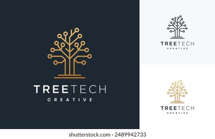 technology tree circuit digital logo vector inspiration icon	