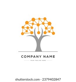 Diseño del logotipo de árbol de tecnología. Logo en blanco y negro. Usable para logotipos de empresas. Plantilla de diseño de logotipos de vectores planos