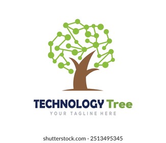 Technology tree logo design vector illustration, colorful logo design