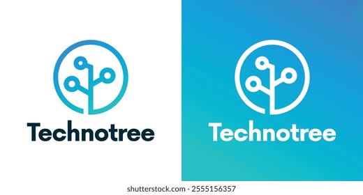 Technology tree logo, technology growth logo, technology simple logo