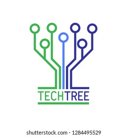 technology tree logo on white background. vector illustration