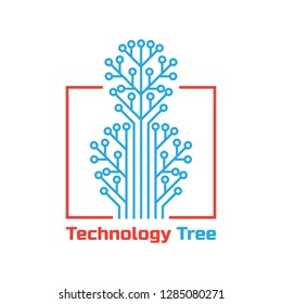 technology tree logo on white background. vector illustration