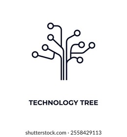 technology tree outline icon. Linear vector from ai and tech concept. Thin line technology tree icon isolated on white background