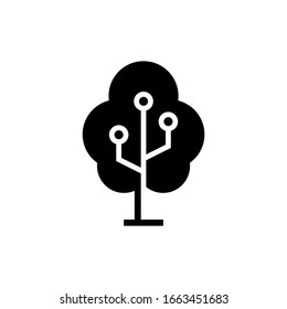 Technology tree vector icon in black solid flat design icon isolated on white background