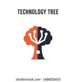 technology Tree vector icon on white background. Red and black colored technology Tree icon. Simple element illustration sign symbol EPS