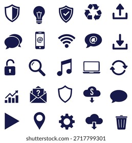 Technology trendy ui bubble design concept with simple icons. Contains such elements as smart home, photo camera, tablet computer, smartphone and more. Internet icons over blue background vector illustration. Social media with app icons. Flat social media background with variety of icons.