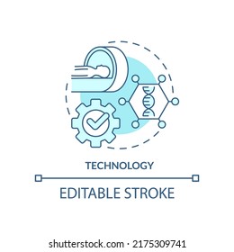 Technology turquoise concept icon. Innovative methods. Pandemic preparedness effort abstract idea thin line illustration. Isolated outline drawing. Editable stroke. Arial, Myriad Pro-Bold fonts used