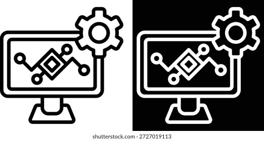 Versión de dos tonos de la tecnología en el fondo blanco y negro