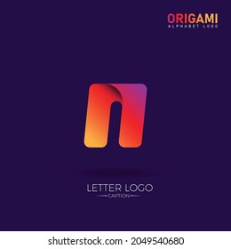Technology Type Origami Style Professional N Letter Logo