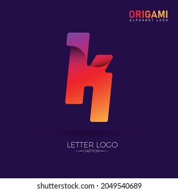 Technology Type Origami Style Professional K Letter Logo