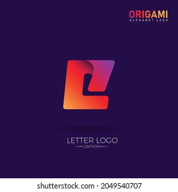 Technology Type Origami Style Professional E Letter Logo