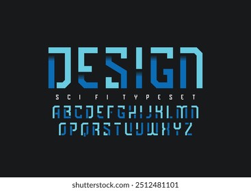 Technologie Typografie Alphabet Schriftarten mit fett Stil. Vektorgrafik und technische Schriftart. Abstrakte minimale moderne Sport, einfach, Mode, digital, Zukunft kreative Alphabet Schriftart.
