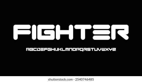 Tecnología tipografía alfabeto Fuentes con estilo audaz. Ilustración vectorial y fuente tecnológica. Abstractas minimalista deportivo moderno, simple, moderno, digital, futuro alfabeto creativo.
