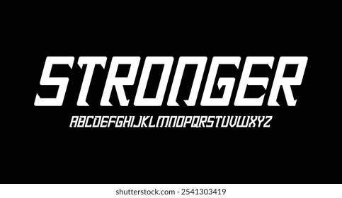 Fontes de alfabeto de tipografia de tecnologia com estilo arrojado. Ilustração vetorial e fonte técnica. Abstrato mínimo moderno esporte, simples, moda, digital, futuro criativo alfabeto fonte.
