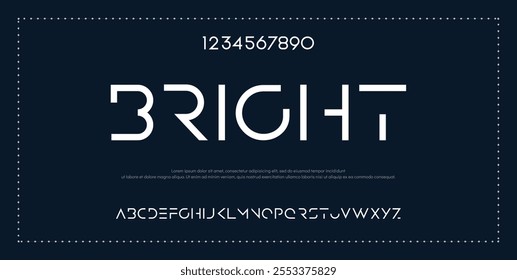 Technology typography alphabet fonts with bold style. Vector illustration and tech font. Abstract minimal modern sport, simple, fashion, digital, future creative alphabet font.