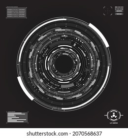 Technology UI HUD Circle Data Transfer System Futuristic Element Concept Vector. White Abstract Circular Information Display Illustration.