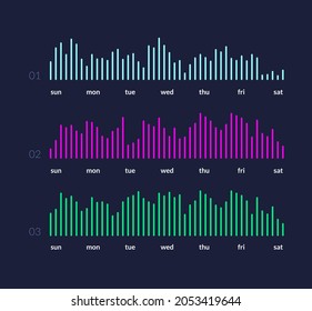 Technology UI infographic. Admin dashboard, interactive data chart diagram, HUD tech website screen. Vector illustration