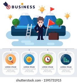 Technology use for Company milestones timeline info graphic vector template with businessman and icon for info graphic or presentation.

