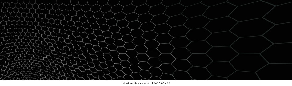 Technology vector abstract background with hexagons mesh, 3D abstraction of nanotechnology and science, electronics and digital style, wire net dimensional perspective.