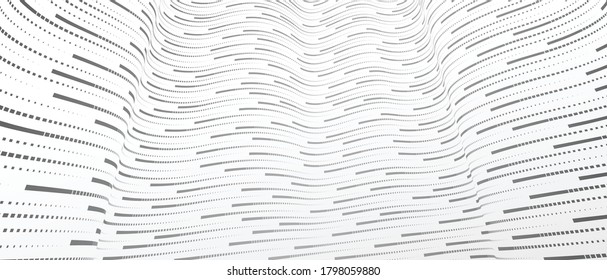 Technology vector abstract background with lines big data flow, 3D abstraction of nanotechnology and science, electronics and digital style, wire net dimensional perspective.