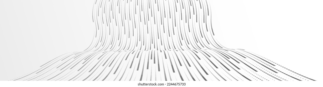 Technology vector abstract background with lines big data flow, 3D abstraction of nanotechnology and science, electronics and digital style, wire net dimensional perspective.