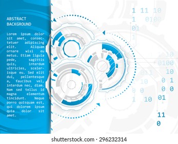 Technology vector abstract illustration with circuit board and gear wheels on a white background/design for your creative editing and place for text.