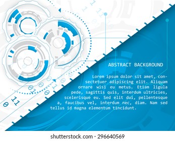 Technology vector abstract illustration with circuit board and gear wheels on a white background. Design for your creative editing and place for text.