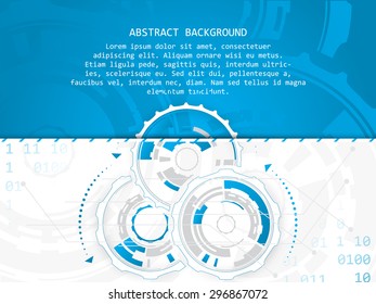 Technology vector abstract illustration with circuit board and gear wheels on a white background/design for your creative editing and place for text