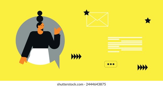 Technology. Vector abstract illustration of website design, development, programming, SEO. Digital chat bot, robot application, conversation