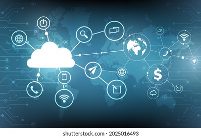 Antecedentes de vectores de tecnología.Concepto de red de medios sociales cibernéticos