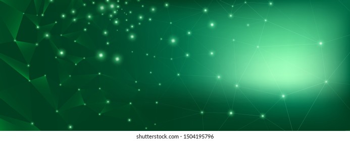 Technology Vector. Big Data Analysis. Green Communication Background. Geometric Pattern. Technology Art. Big Data Abstract. 3d Information Visualization. Green Texture. Technology Poster.