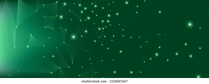 Technology Vector. Big Data Concept. Green Communication Background. Connection Abstract. Technology Art. Big Data Analysis. Contemporary Visualization. Green Texture. Technology Poster.