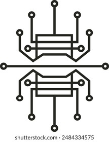 Technology Vector Design: A sleek, futuristic logo incorporating circuit-like patterns, symbolizing innovation, precision, and advanced digital solutions.