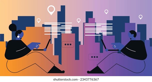 Technology Vector flat illustration. Social media and business presentations, user interface, UX, graphic and web design, apps and interfaces. EPS 10