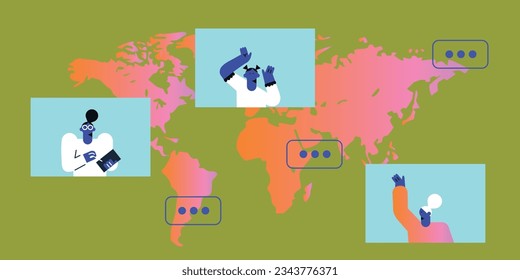 Technology Vector flat illustration. Social media and business presentations, user interface, UX, graphic and web design, apps and interfaces. EPS 10