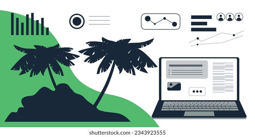  Technology Vector flat illustration. Social media and business presentations, user interface, UX, graphic and web design, apps and interfaces. EPS 10