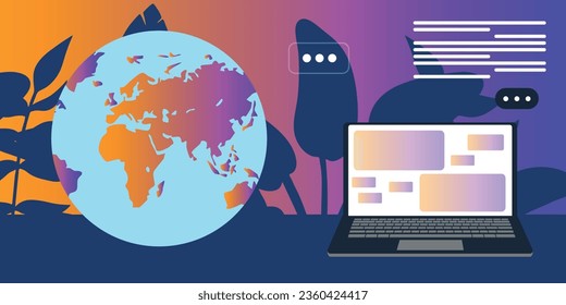 Technologie, Vektorflache Illustration. Social Media und Business-Präsentationen, Benutzerschnittstelle, UX, Grafik- und Web-Design, Apps und Schnittstellen. EPS10