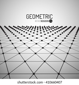 Technology vector geometric background. Futuristic concept. Connected triangles with dots. 