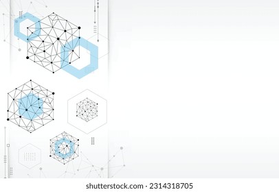 Tecnologías vectoriales hexagón geométrico.fondo blanco.textura de polígono