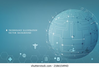 fondo médico global vector de tecnología