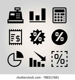 Technology vector icon set. analutics, persentage, percentage and invoice