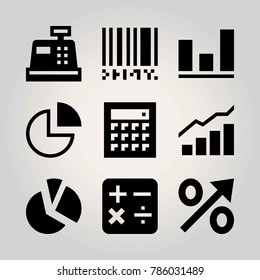 Technology vector icon set. analytics, percentage, chart and pie chart