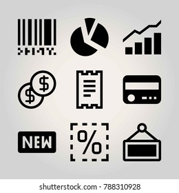 Technology vector icon set. analytics, chart, invoice and pie chart