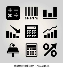 Technology vector icon set. arrow, analytics, percentage and barcode