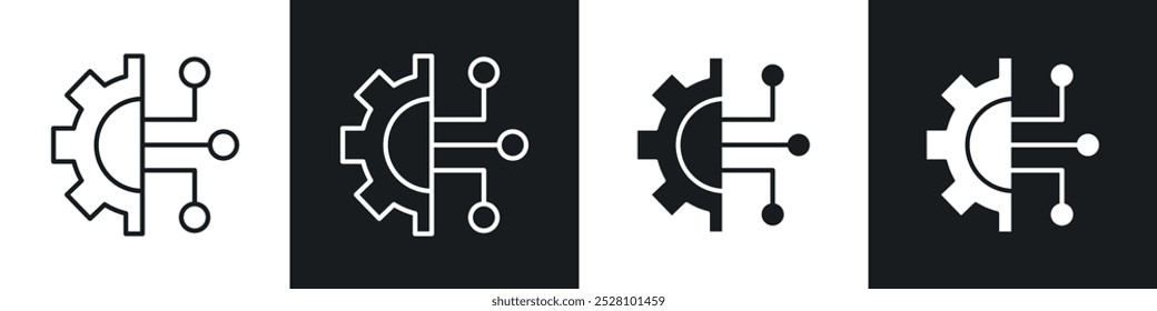 Technology vector icon set in black and white