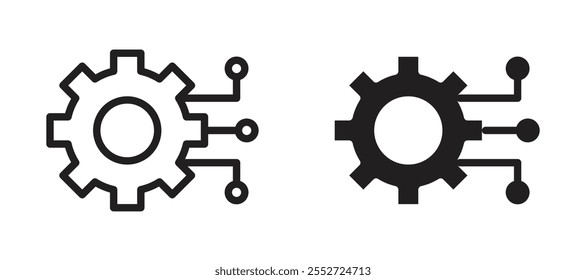 Technology vector icon set black filled and outlined style.