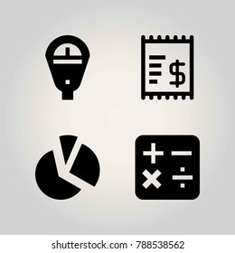 Technology vector icon set. calculator, chart, pie chart and invoice